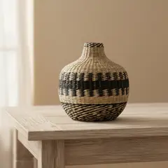 BASEMENT HOME - Jarrón Seagrass 27 cm Adorno Decorativo Verde