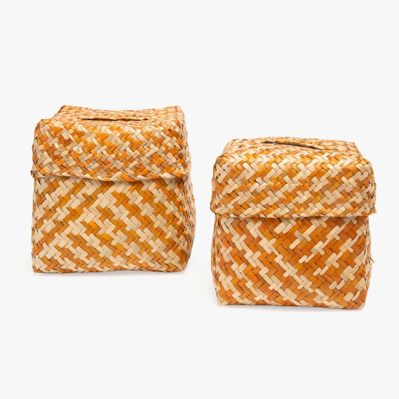 BASEMENT HOME - Set X 2 Cajas Cuadradas Natural/Naranja Basement Home