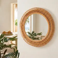 BASEMENT HOME - Espejo Rattan 89 Cm Redondo Decorativo