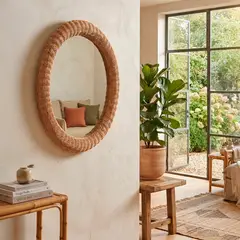 BASEMENT HOME - Espejo Ovalado Rattan 77X64 Cm Decorativo