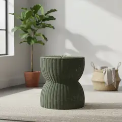 BASEMENT HOME - Pouff Rattán Verde Oscuro 47 Cm
