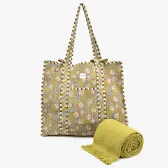 ROBERTA ALLEN - Bolso de playa Jaipur Mostaza + Toalla