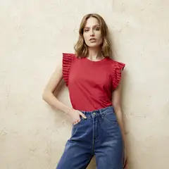 BASEMENT - Polera Manga Corta Algodón Mujer