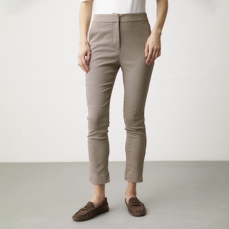 Pantalón Straight Alto Mujer Algodón