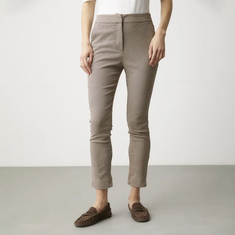 Pantalón Straight Alto Mujer Algodón