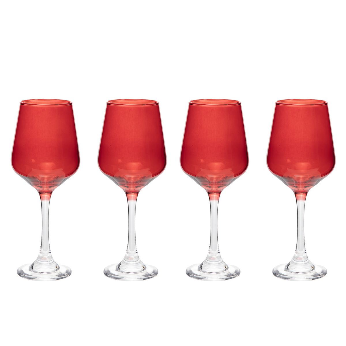 ROBERTA ALLEN - Set 4 Copas Vidrio Vino Tinto 420 Ml Navidad Roja Roberta Allen