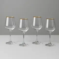 ROBERTA ALLEN - Set 4 Copas de Vino Tinto Vidrio con Borde Dorado Navidad