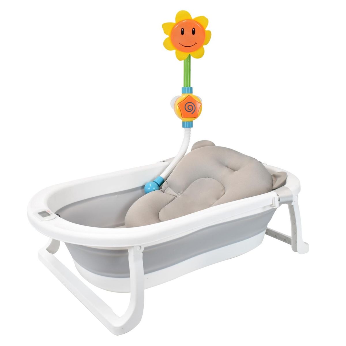 YAMP - Bañera Bebe Plegable + Cojin + Ducha Gris Yamp