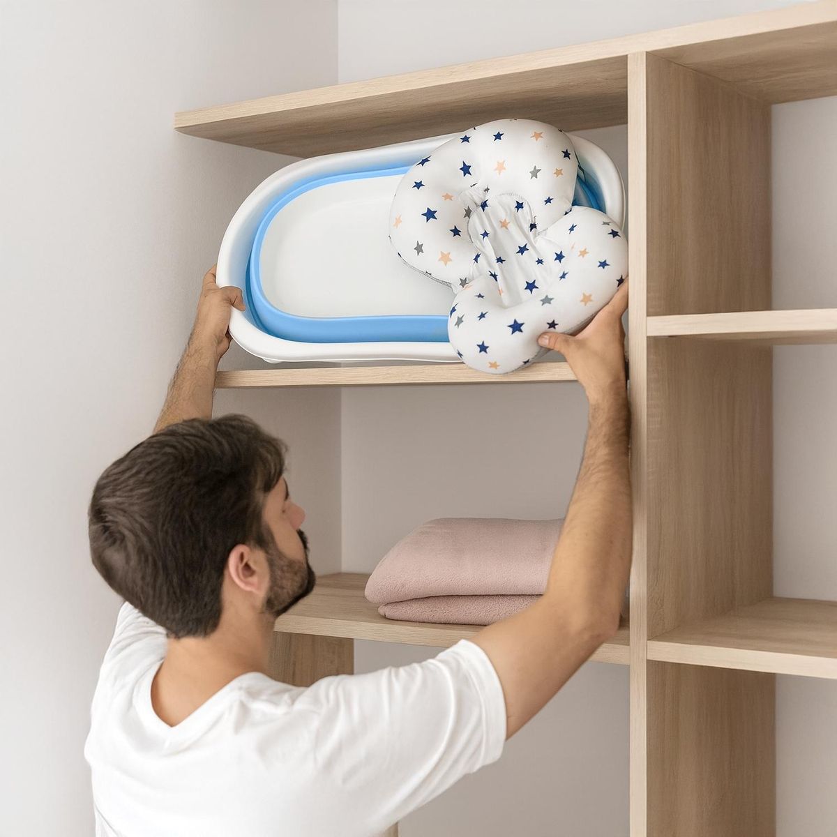 YAMP - Bañera Bebe Plegable + Cojín Pol Azul Yamp