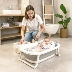 YAMP - Bañera Bebe Plegable + Cojín Pol Gris