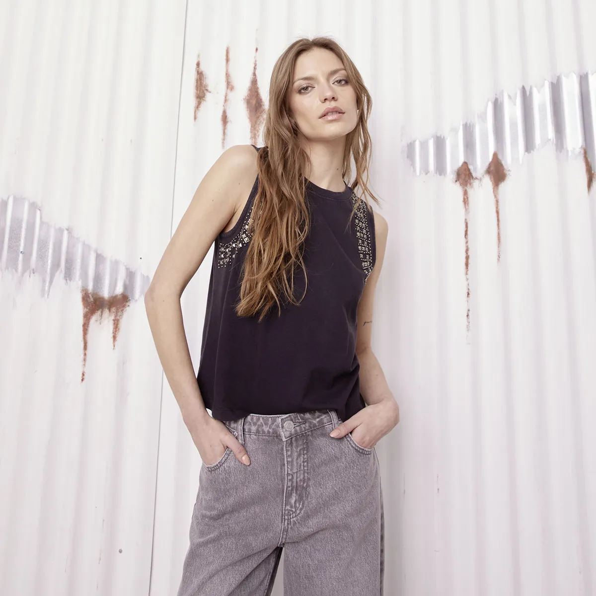 AMERICANINO - Polera Sin Mangas Algodón Mujer Americanino