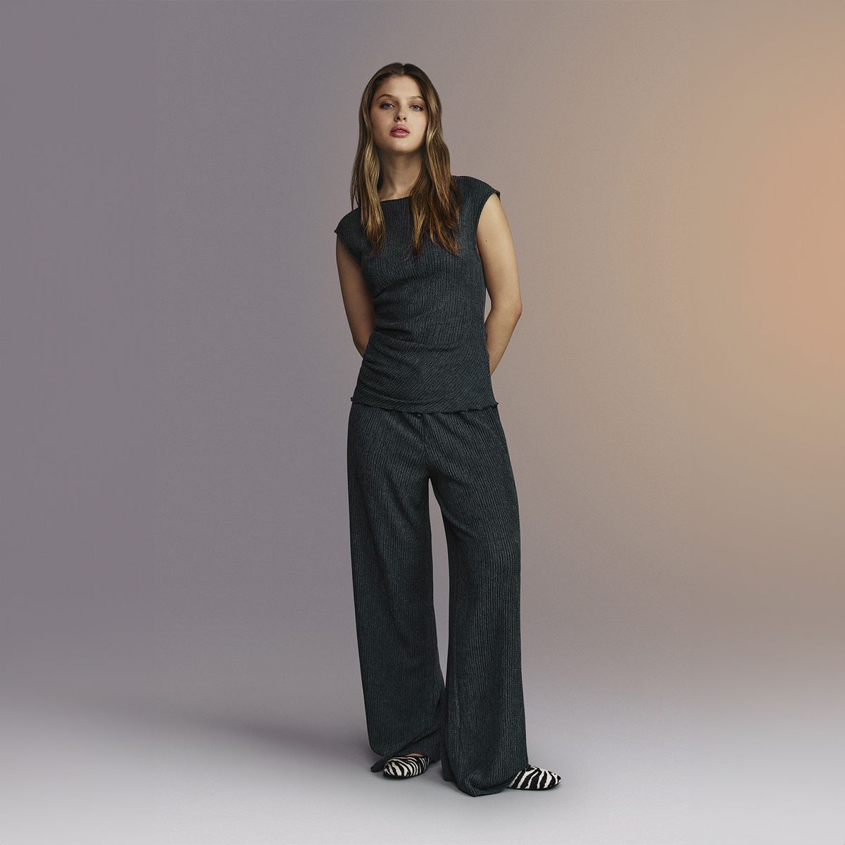 SYBILLA - Pantalon Mujer Gris Sybilla