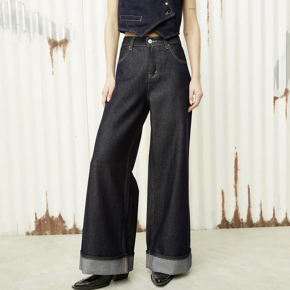 AMERICANINO - Jeans Wide Leg Tiro Alto Mujer Americanino