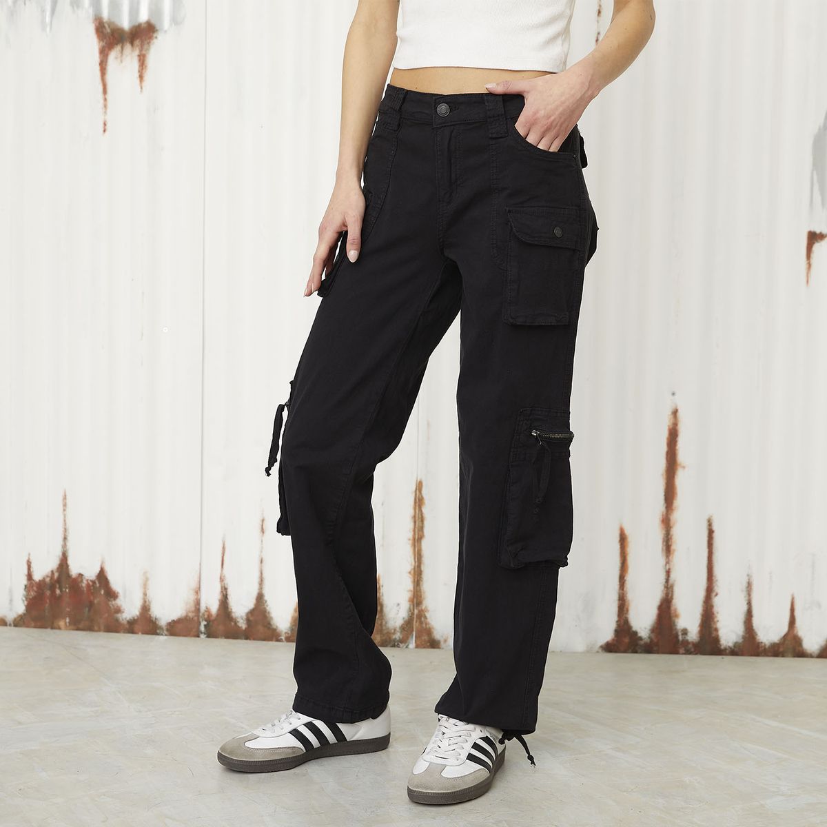 AMERICANINO - Pantalón Cargo Tiro Medio Mujer Americanino