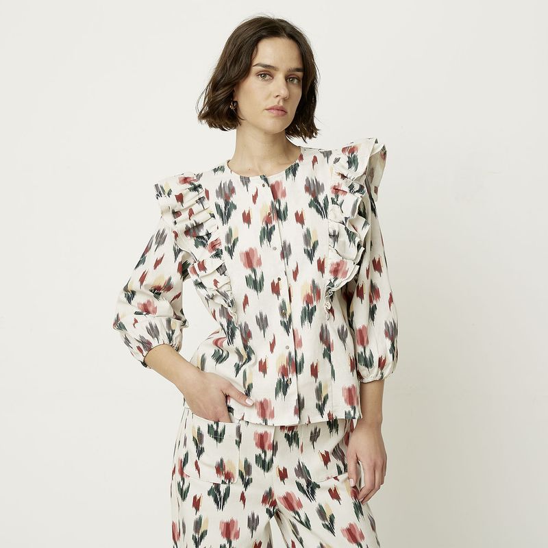 BASEMENT - Blusa Manga Larga Lino Mujer Basement
