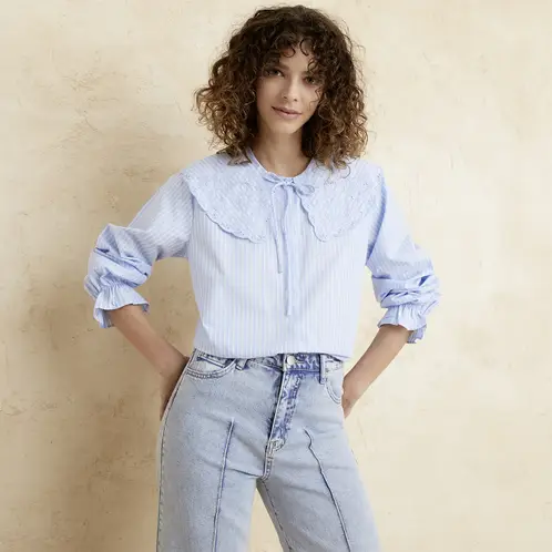 BASEMENT - Blusa Manga Larga Algodón Mujer