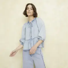 UNIVERSITY CLUB - Blusa Manga Larga Tencel Mujer