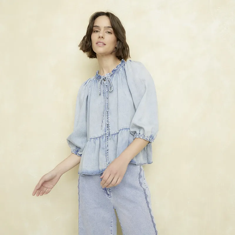 UNIVERSITY CLUB - Blusa Manga Larga Tencel Mujer University Club