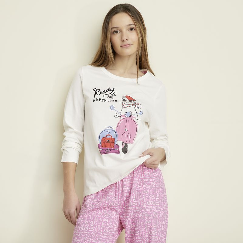 SYBILLA - Polera de Pijama Algodón Mujer Sybilla