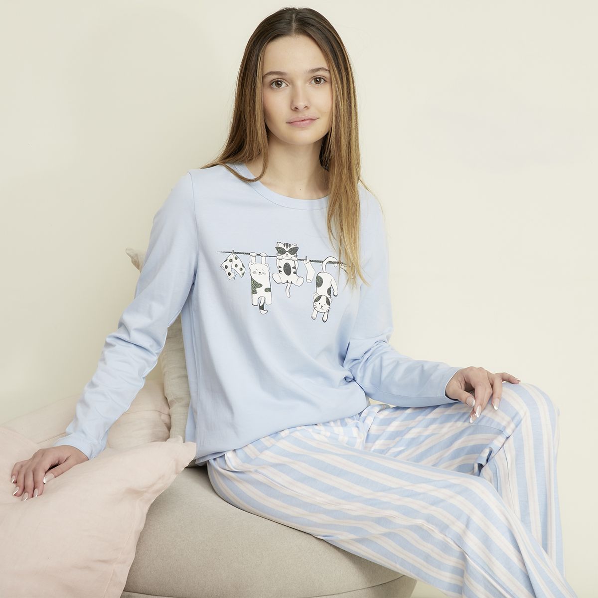 SYBILLA - Polera de Pijama Algodón Mujer Sybilla