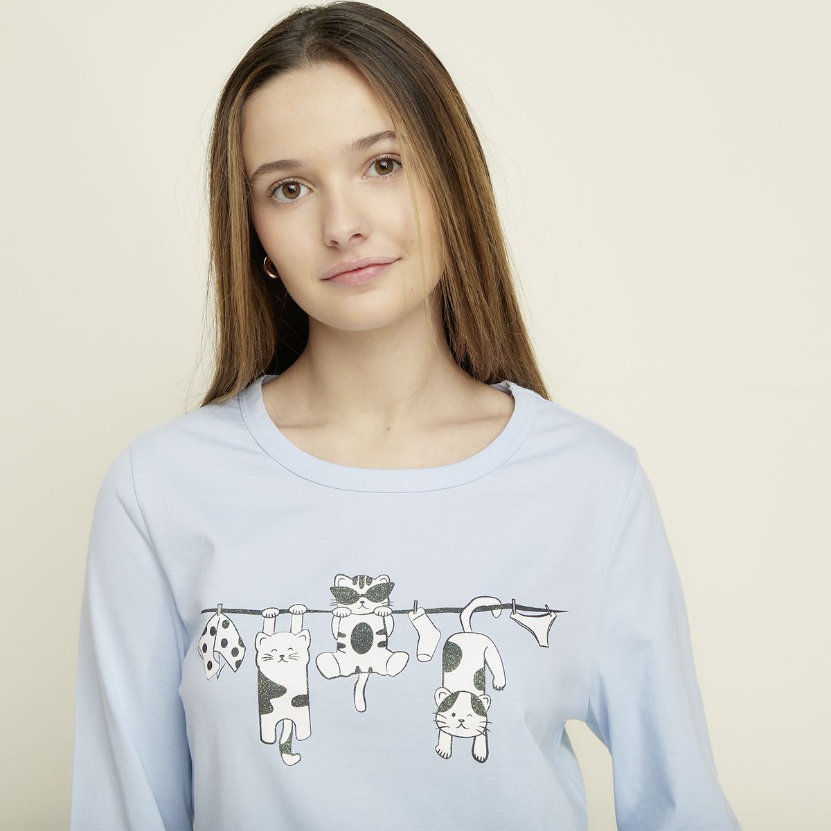 SYBILLA - Polera de Pijama Algodón Mujer Sybilla