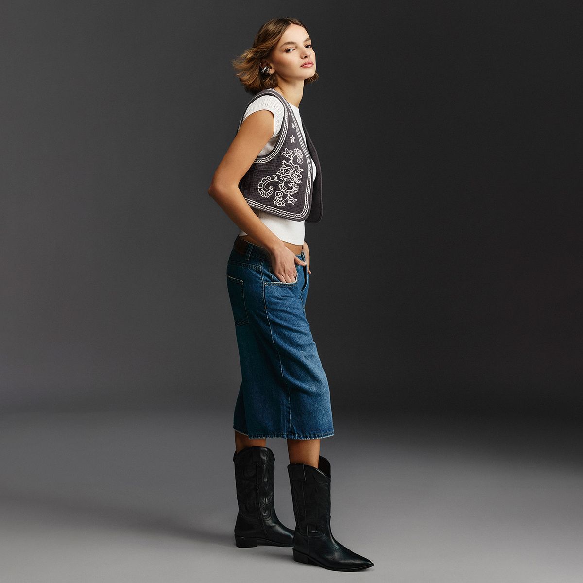 AMERICANINO - Jeans Long Tiro Medio Mujer Americanino