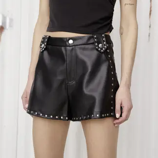 AMERICANINO - Short Tiro Medio Cuero Effect Mujer