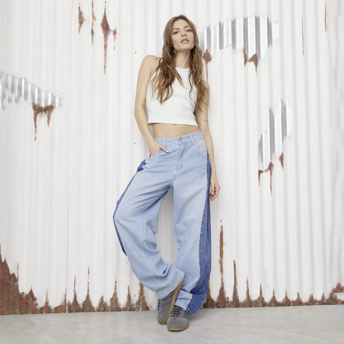 AMERICANINO - Jeans Baggy Tiro Alto Mujer Americanino