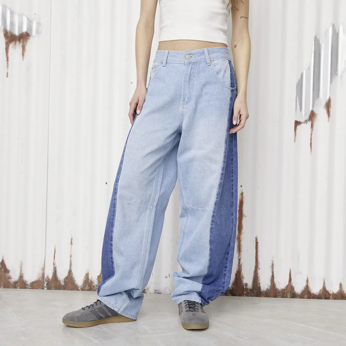 AMERICANINO - Jeans Baggy Tiro Alto Mujer Americanino