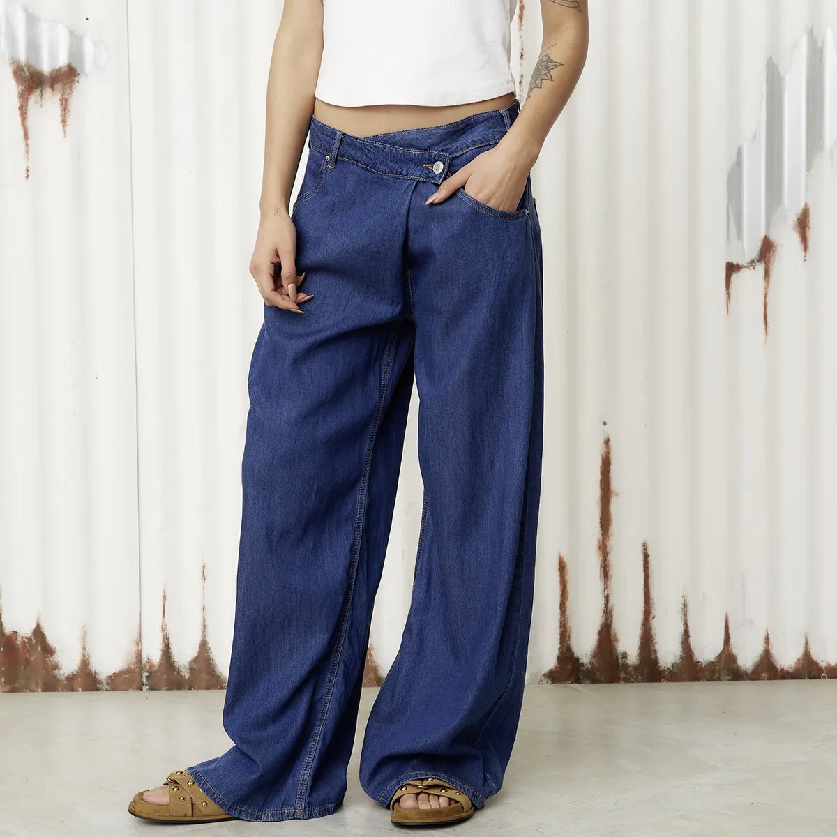 AMERICANINO - Jeans Wide Leg Tiro Alto Mujer Americanino