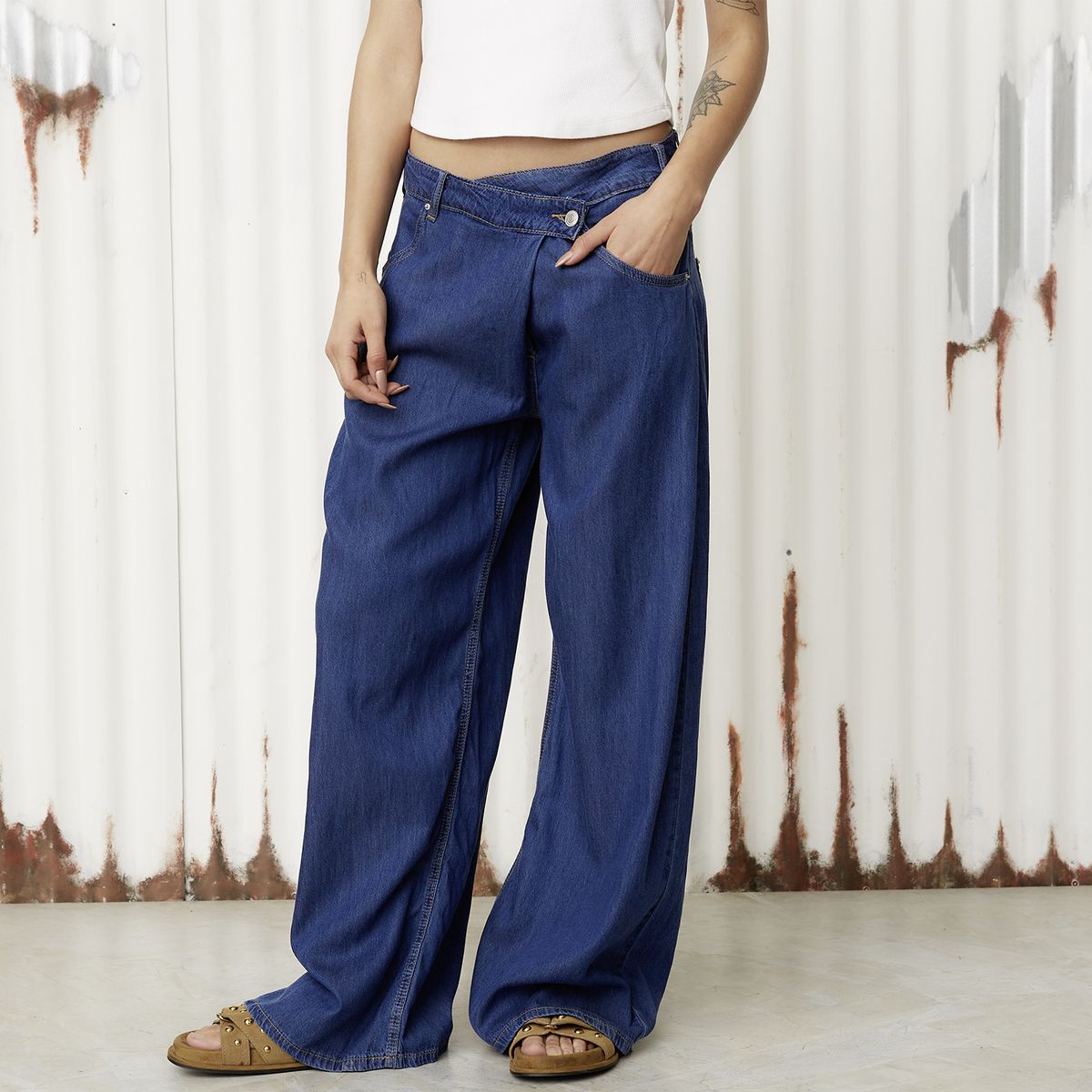 AMERICANINO - Jeans Wide Leg Tiro Alto Mujer Americanino