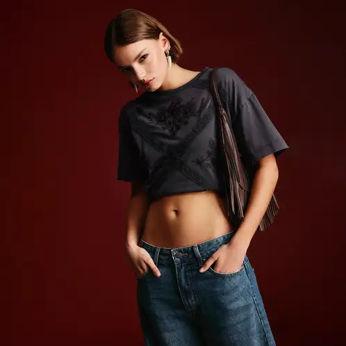 AMERICANINO - Polera Manga Corta Algodón Mujer