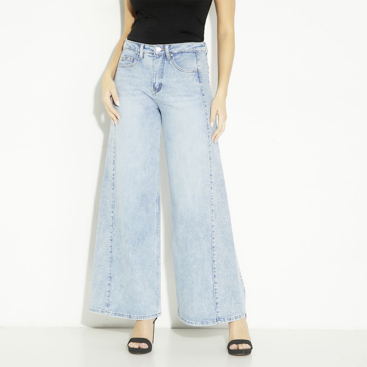 MOSSIMO - Jeans Wide Leg Tiro Medio Mujer Mossimo