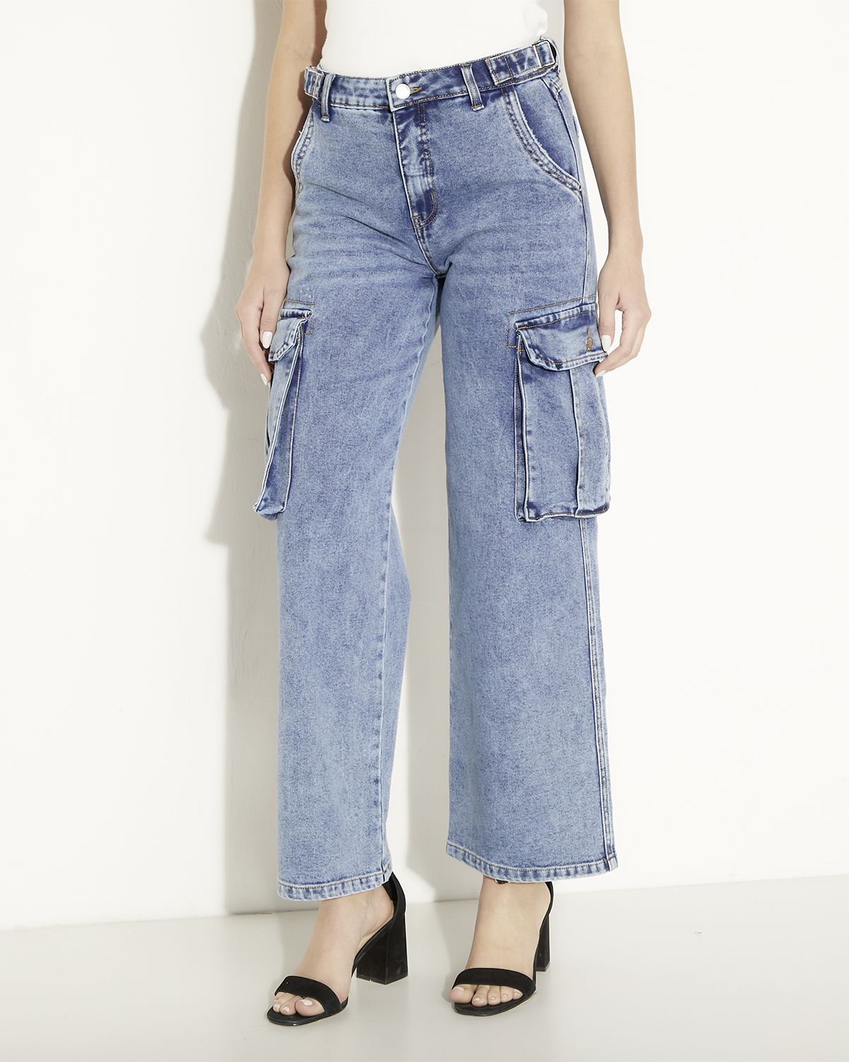 MOSSIMO Jeans Cargo Tiro Medio Mujer Mossimo