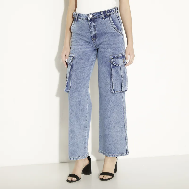 MOSSIMO - Jeans Cargo Tiro Medio Mujer Mossimo