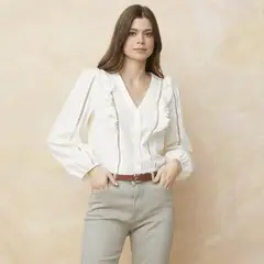 ELLE - Blusa Manga Larga Algodón Mujer