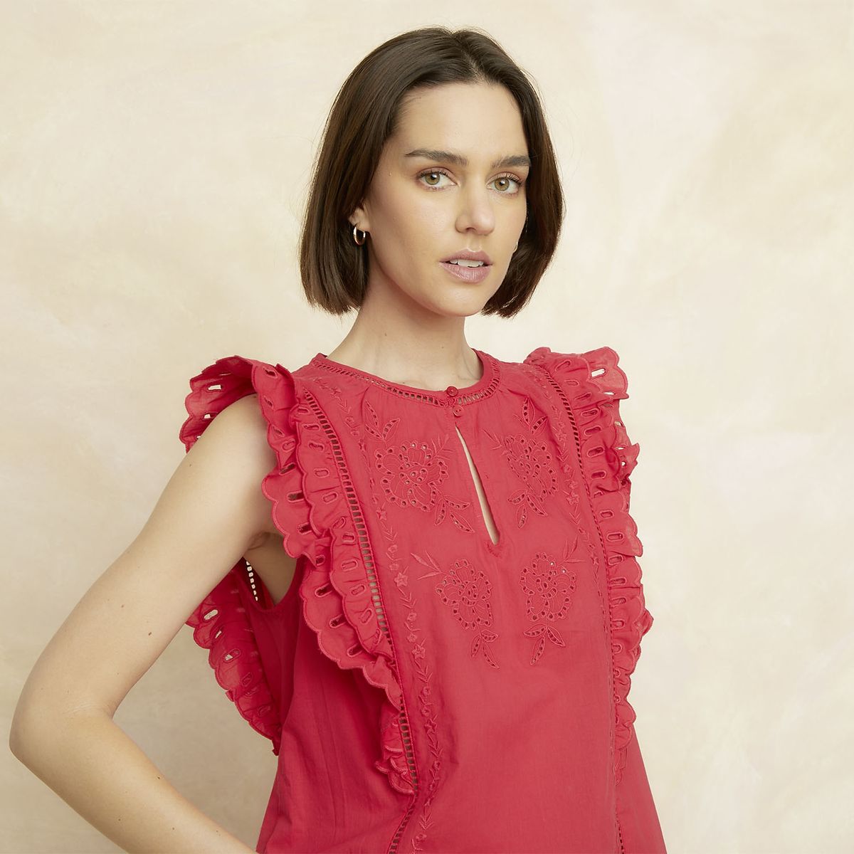 ELLE - Blusa Manga Corta Algodón Mujer Elle