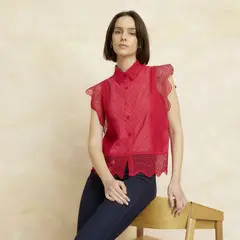 ELLE - Blusa Manga Corta Algodón Mujer