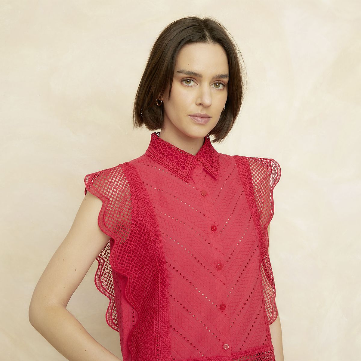 ELLE - Blusa Manga Corta Algodón Mujer Elle