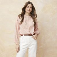 Blusa Manga Larga Algodón Mujer