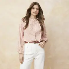 ELLE - Blusa Manga Larga Algodón Mujer