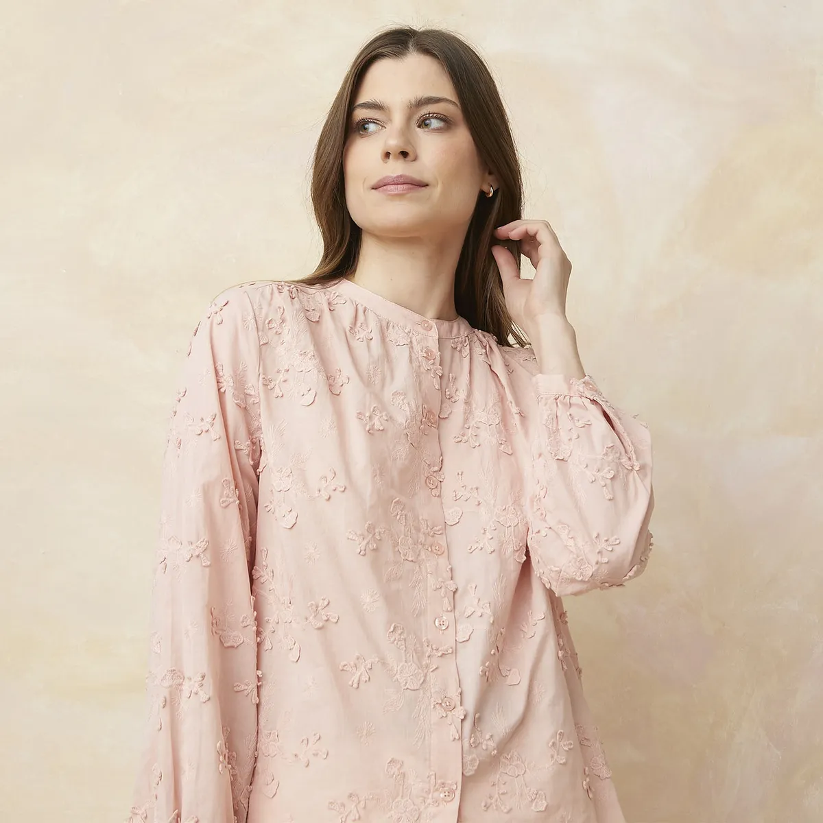 ELLE - Blusa Manga Larga Algodón Mujer Elle