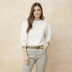 ELLE - Blusa Manga Larga Algodón Mujer