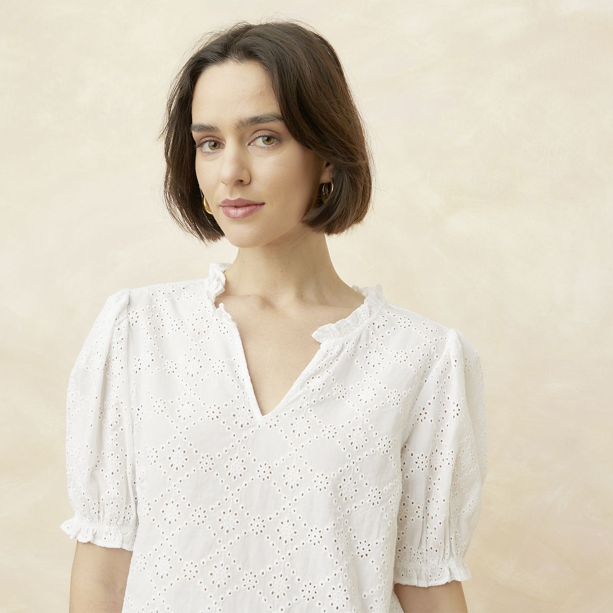 ELLE - Blusa Manga Corta Algodón Mujer Elle