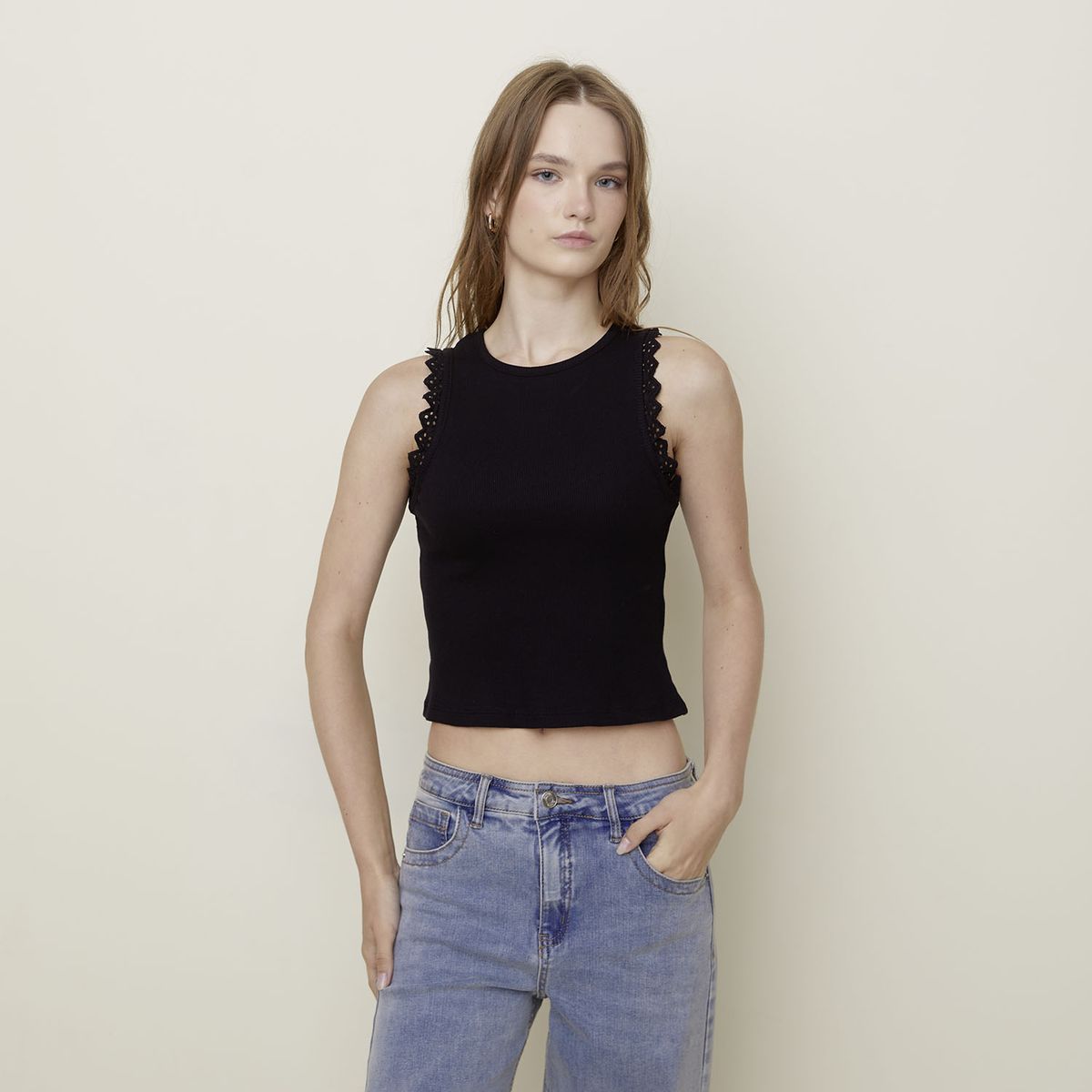 SYBILLA - Polera Sin Manga Algodón Mujer Sybilla