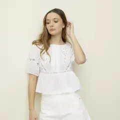 SYBILLA - Blusa Manga Corta Algodón Mujer