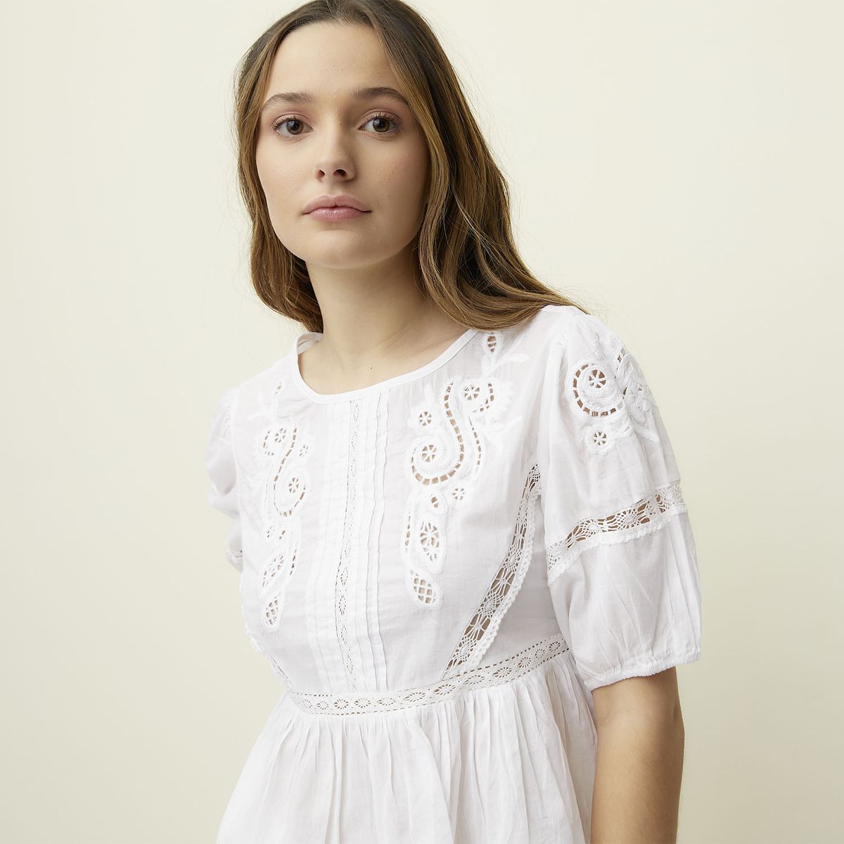 SYBILLA - Blusa Manga Corta Algodón Mujer Sybilla