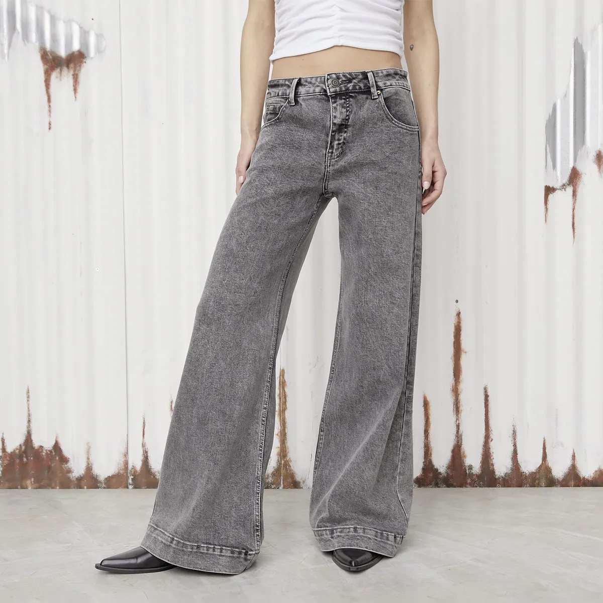 AMERICANINO - Jeans Wide Leg Tiro Medio Mujer Americanino