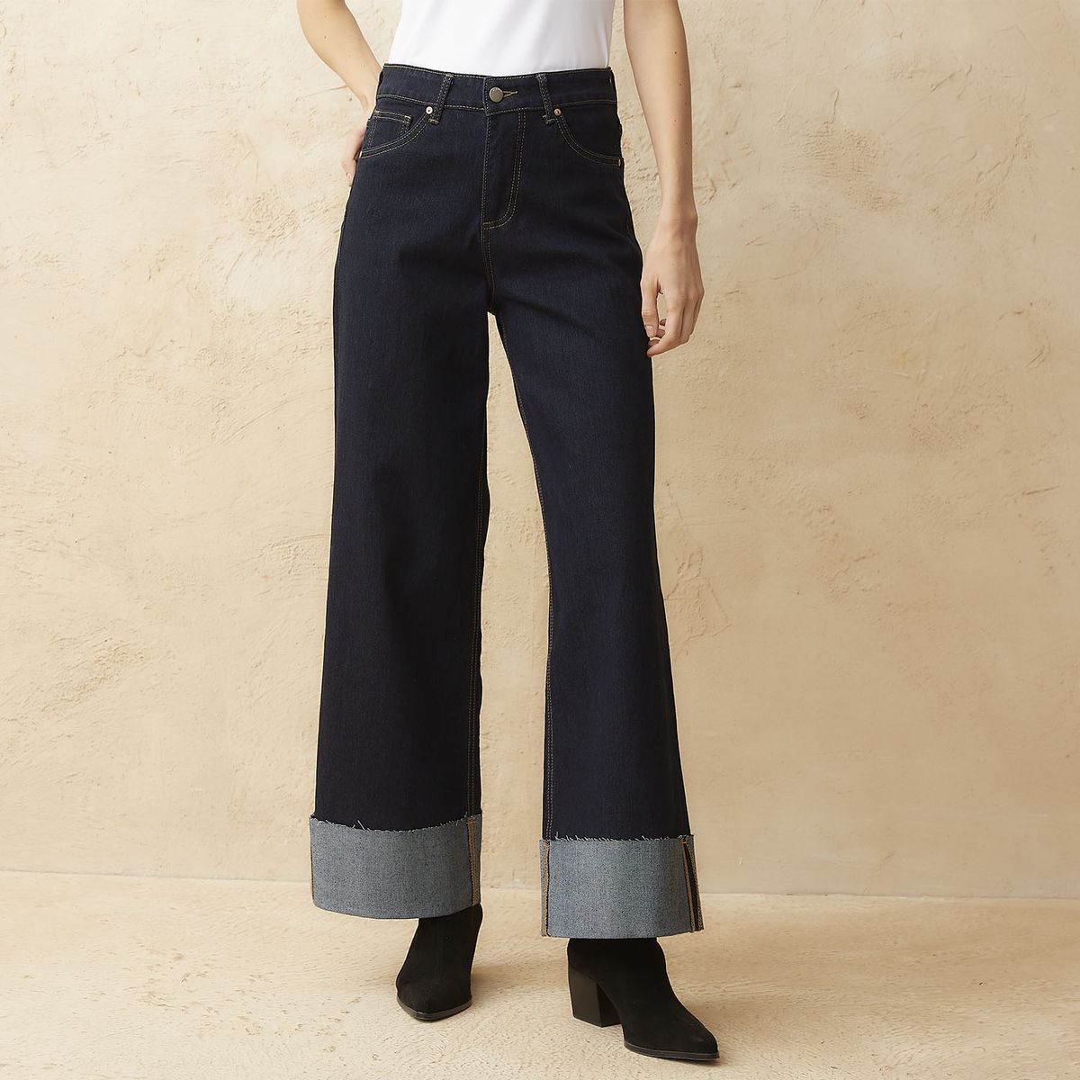 BASEMENT - Jeans Wide Leg Tiro Medio Mujer Basement