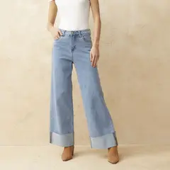 BASEMENT - Jeans Wide Leg tiro Medio Mujer